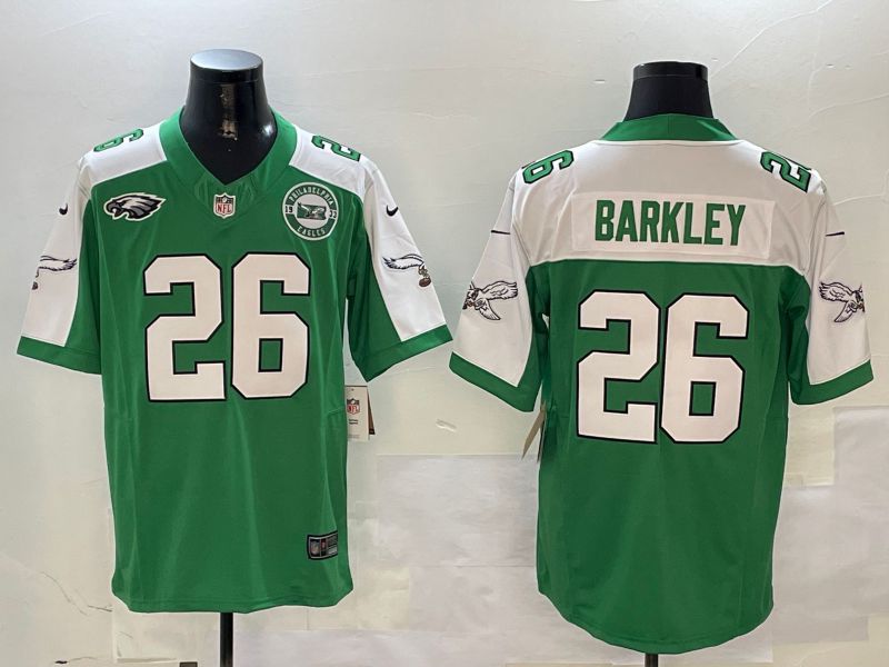 Men Philadelphia Eagles #26 Barkley Green Thanksgiving three generations 2024 Nike Limited NFL Jersey style 3